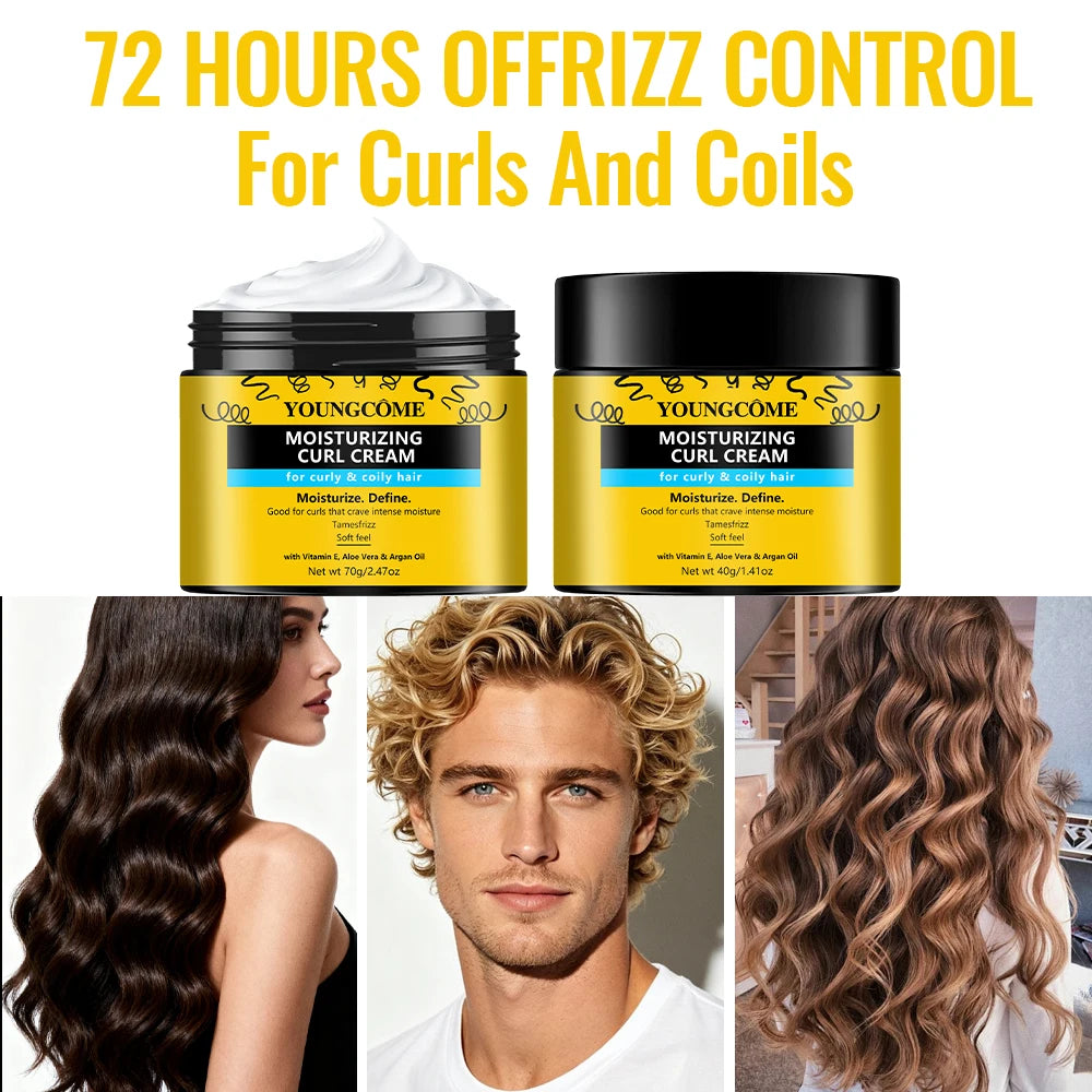 YOUNGCOME Curl Cream – Hydrating Frizz-Taming Styler, Vitamin E