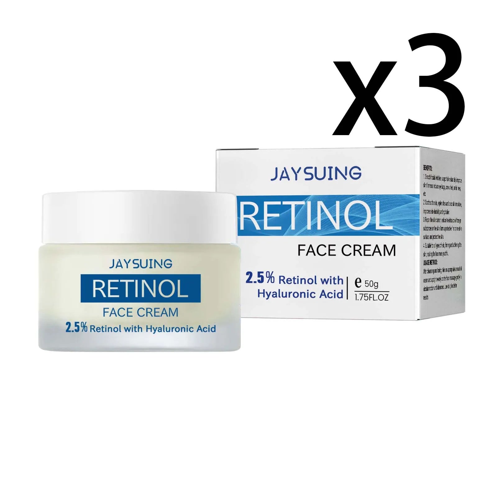 Jaysuing Retinol Firming Face Cream | Anti-Aging Moisturizer 50g Retinol Face Cream Oasis Select 3x50g