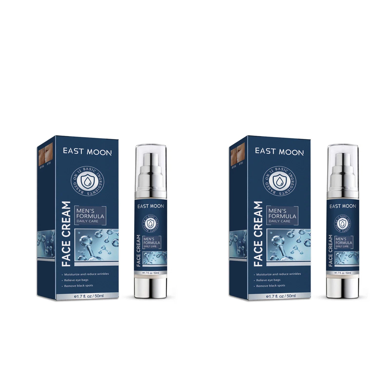 6 IN1 Men's Face Moisturizer Cream Hydrating Skin Lighten Dark Circles Anti-Puffiness Fade Fine Lines Brightening Facial Cream Oasis Select 2Pcs