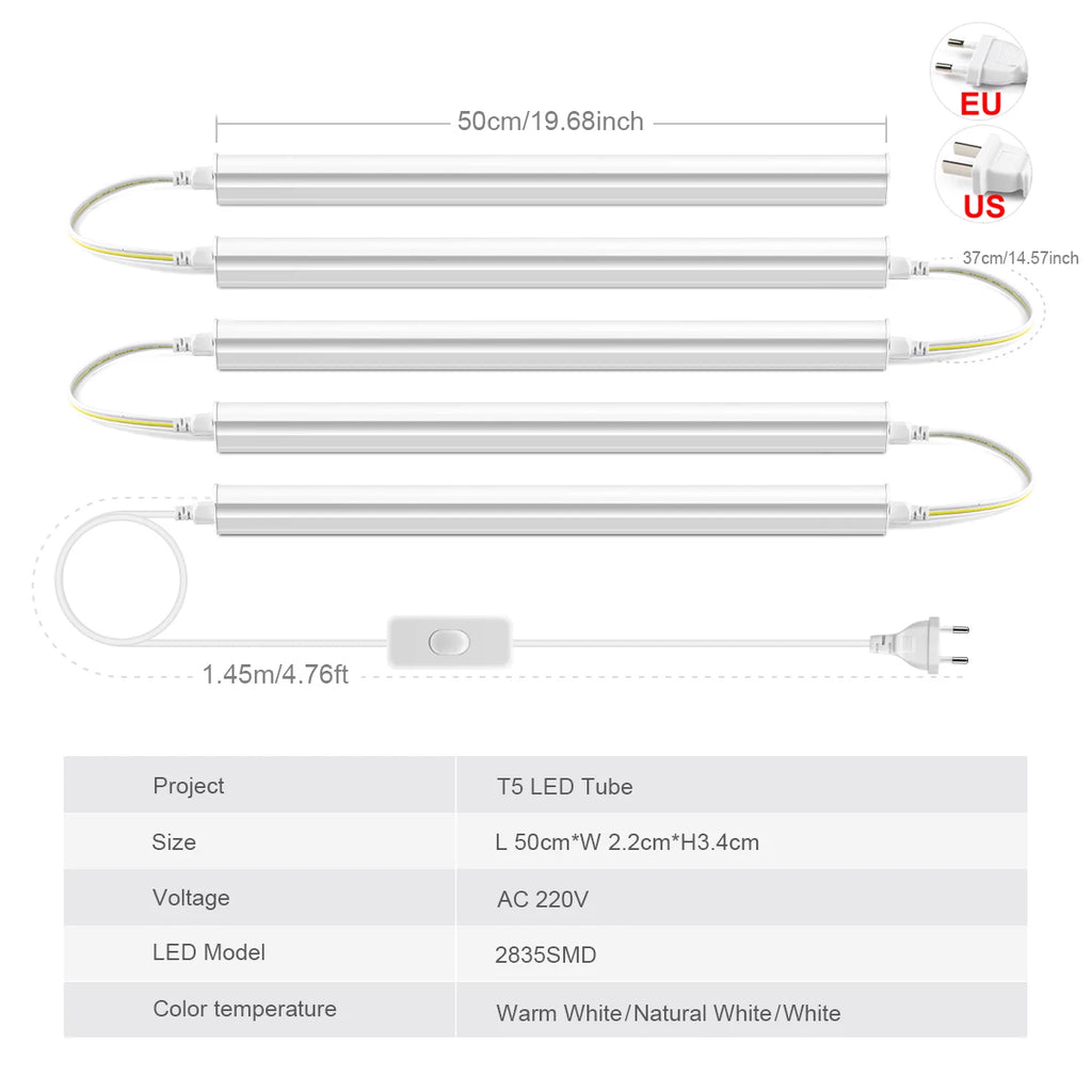 2/4/6pcs T5 Tube Bar Ceiling Light 50CM 2835 SMD LED Light with Swtich,Wall Lamp for Shop Showroom Living Room Bedroom Kitchen Oasis Select