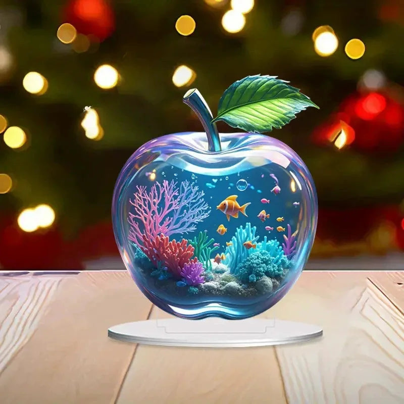 Crystal Apple Figurine Paperweight, Clear Apple Collectible Figurines Crafts, Home Office Handmade Statue Ornament Decoration Oasis Select style7