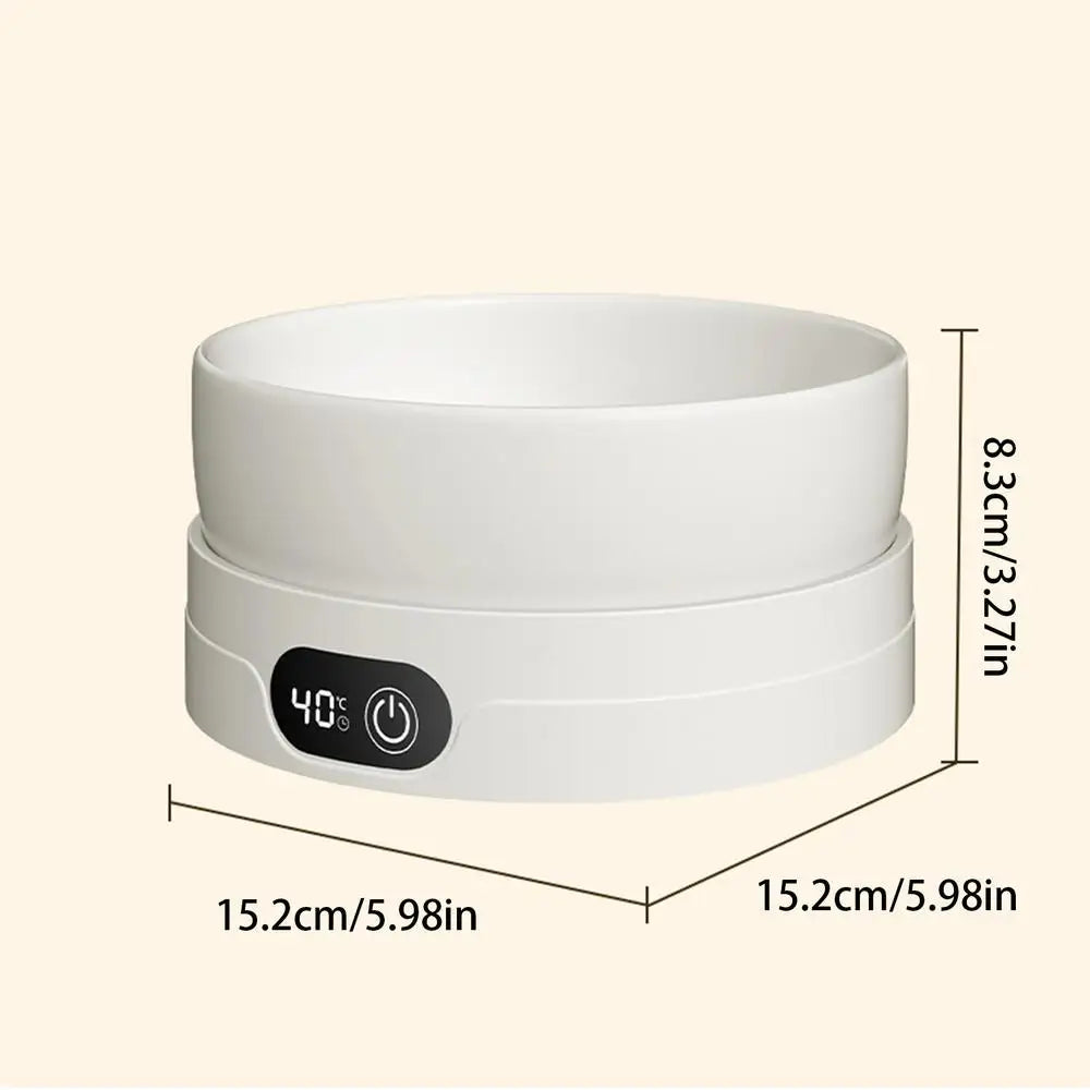 Heated Water Bowl for Dogs 4 Temperature Settings Pet Drinking Plate Thermal Dog Water Bowl for Chickens Ducks Animals Puppy Oasis Select White