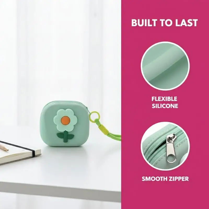 Flower Silicone Mini Wallet & Coin Purse with Lanyard | Waterproof