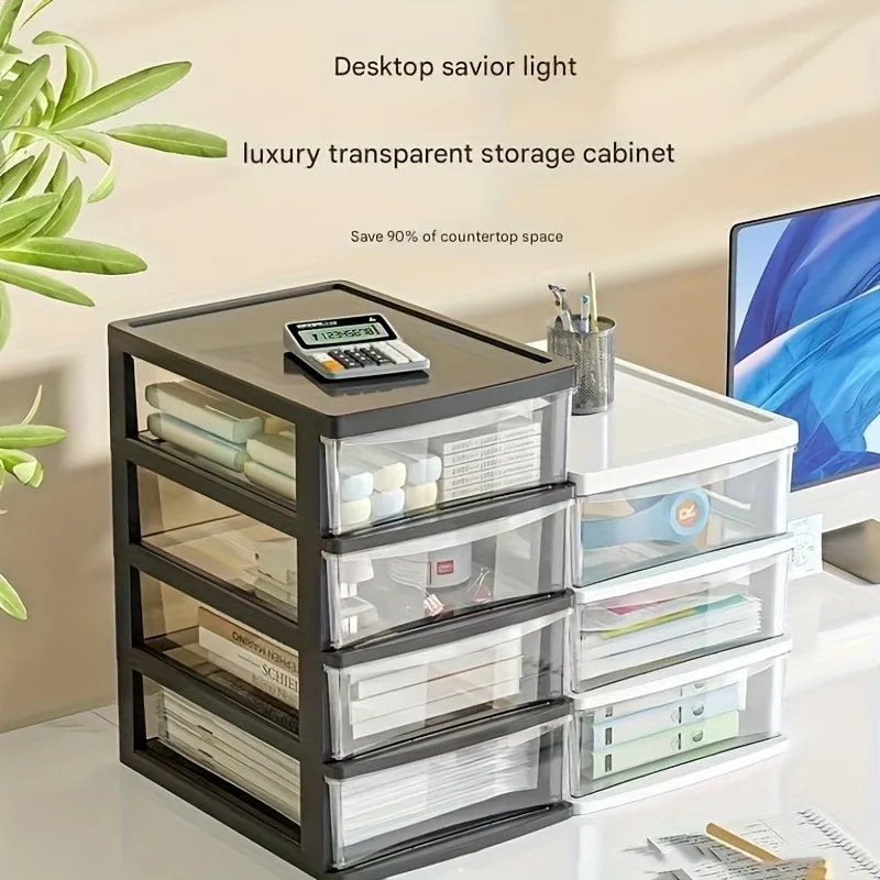 Office Desktop Storage Box, Transparent Drawer Style Cosmetics, Stationery, Student Desk, Raised Japanese Style Bar Storage Box Oasis Select