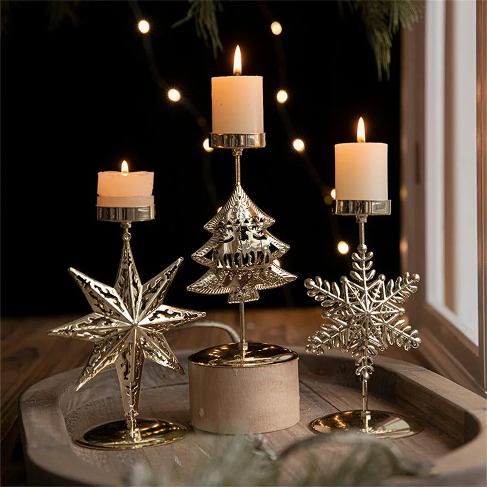Festive Candle Holder Vintage Candle Holders Christmas Decor Metal Material Versatile Use Vintage Design 17cm Size Oasis Select