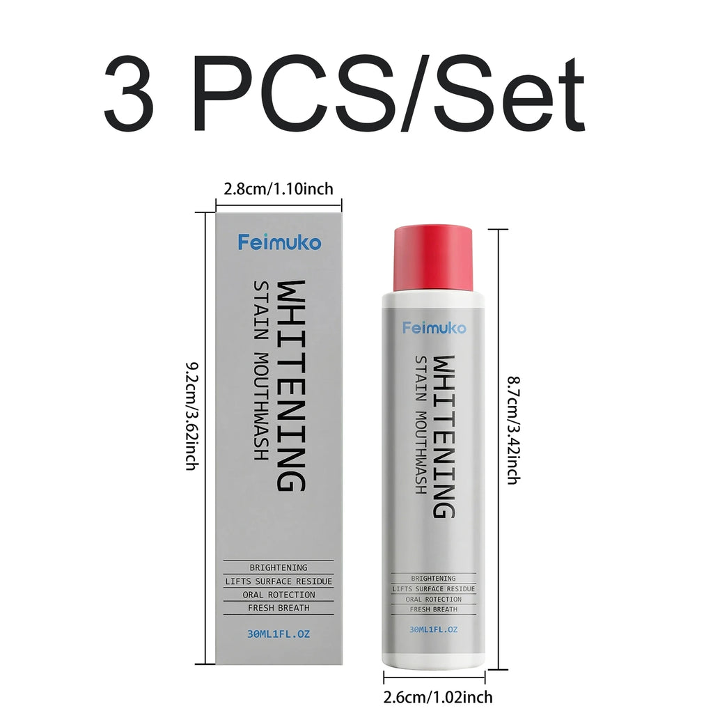 Fresh Breath Mouthwash Gentle Formula Brightening Teeth Mint Flavor Daily Oral Care Portable Alcohol Free Non Irritating 30ml Oasis Select 3 PCS