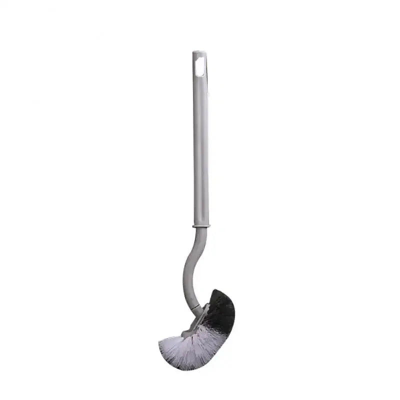S-Shape Long Handle Toilet Brush – Wall-Mounted Soft Bristles Toilet Brush Oasis Select Gray