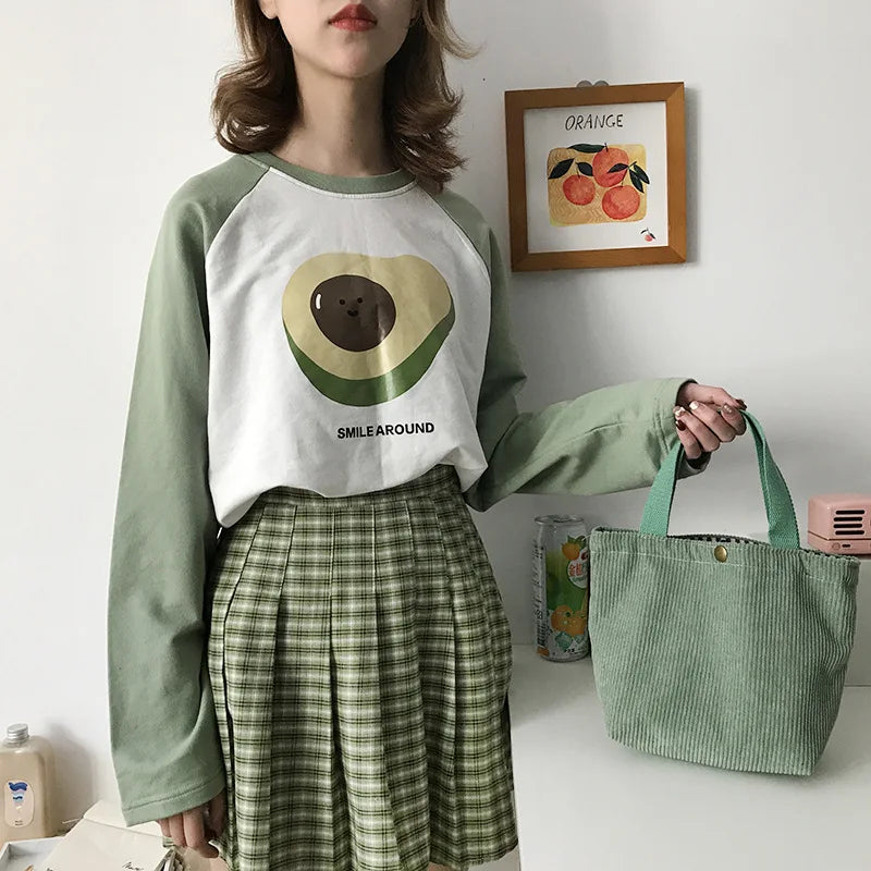 Lunch Bag Corduroy Canvas Lunch Box Drawstring Picnic Tote Eco Cotton Cloth Small Handbag Dinner Container Food Storage Bags Oasis Select