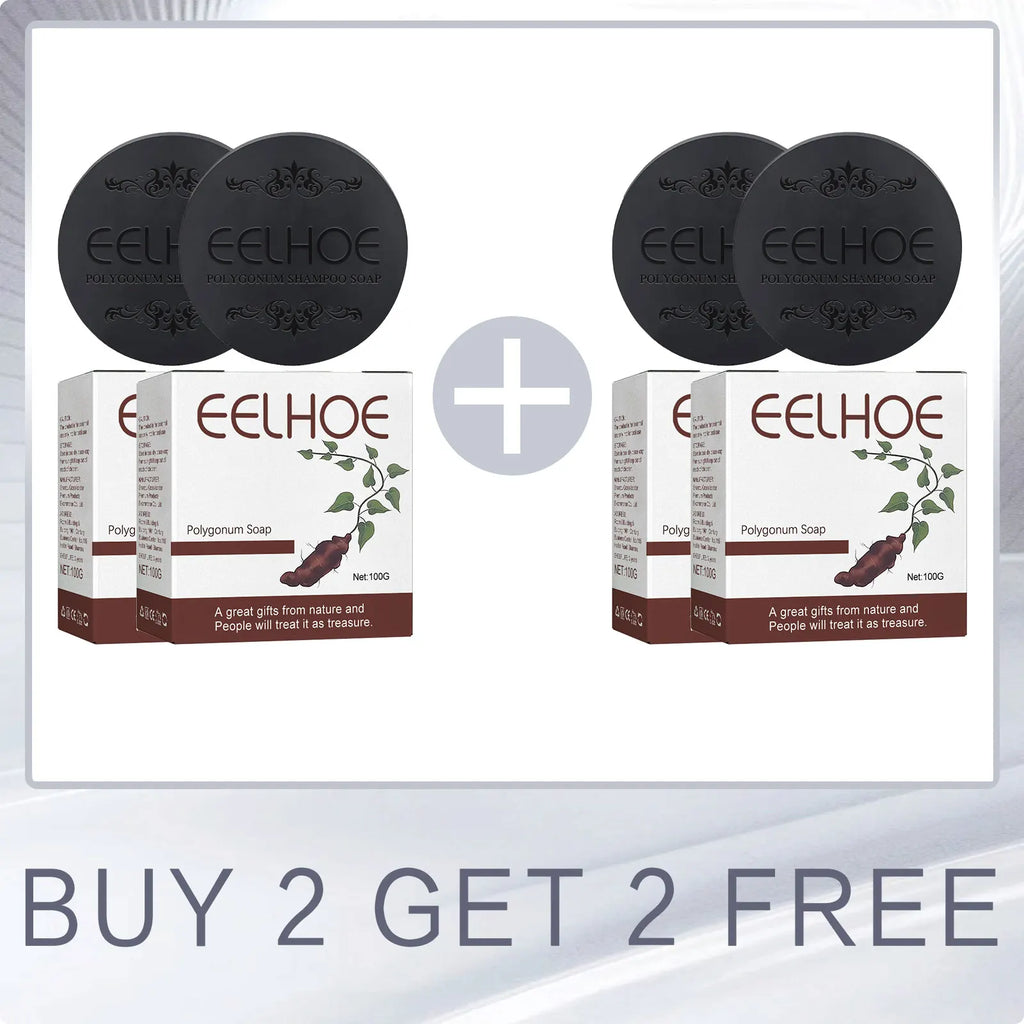 EELHOE Polygonum Multiflorum Shampoo Soaps Deep Cleaning Hair Moisturizing Care Cover Gray Hair Dye Ginseng Extract Shampoo Soap Oasis Select Buy 2 for 2 Free