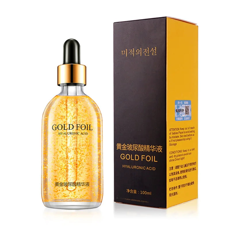 24K Gold Foil Face Serum 100ml – Moisturizing Skin Essence Gold Facial Serum Oasis Select Default Title