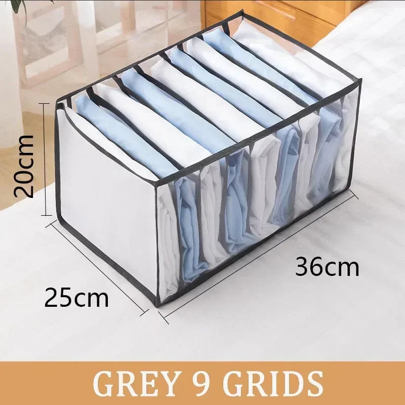 Folding Storage Pouch Laundry Organizer in The Closet Underwear Drawers Storage Bedroom Cabinet Socks Bra Storage PantsOrganizer Oasis Select grey 9 girds