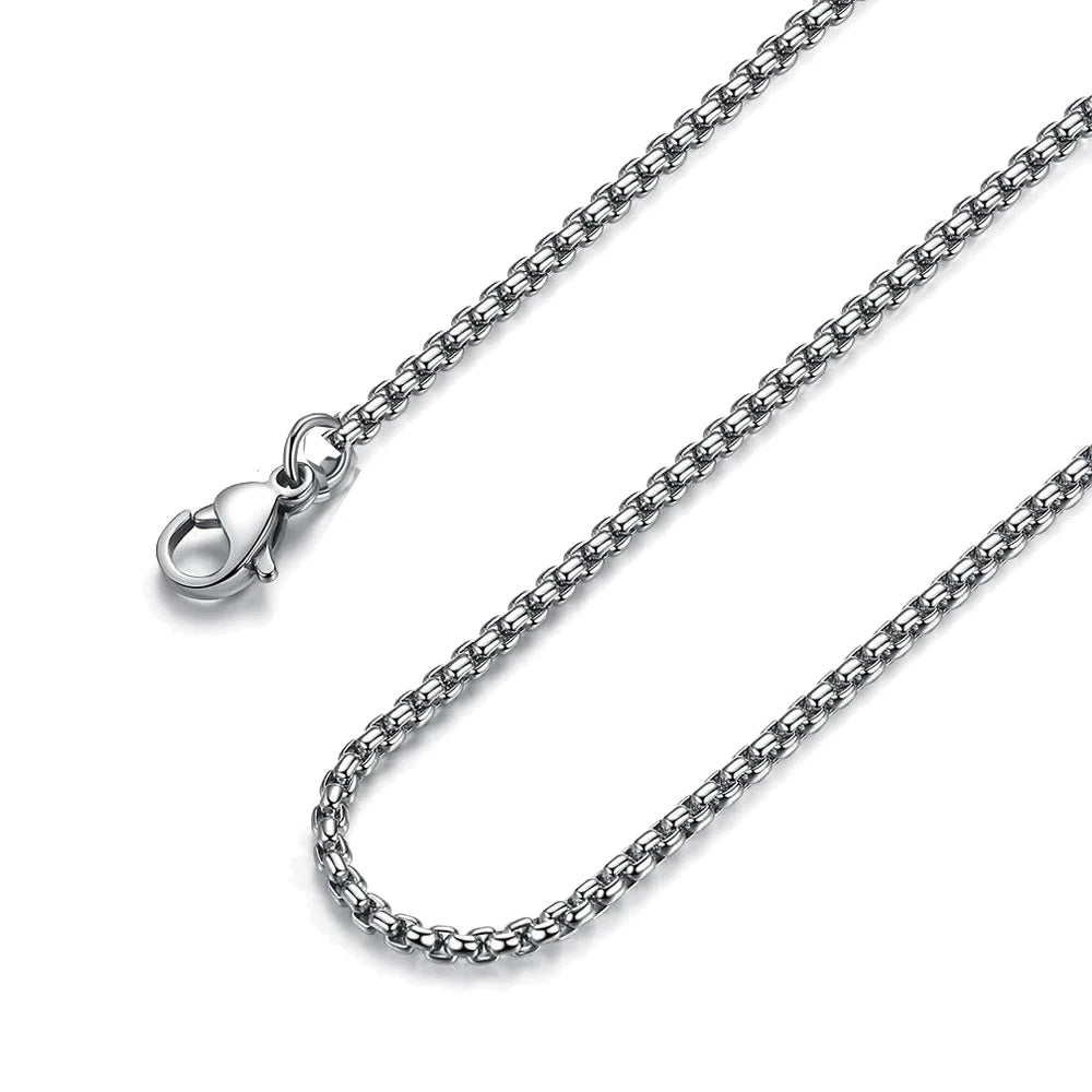 5pcs Stainless Steel Square Box Link Box Chain Necklace Jewelry Gift for Men and Women 2/2.5/3mm 50/60/70cm Length Oasis Select