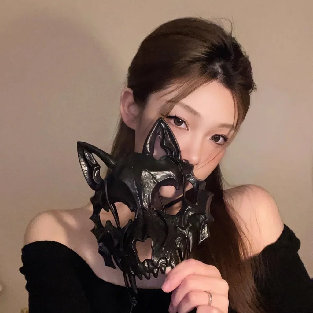Neo-Gothic Style Halloween Half Face Mask Mesh Mask Popular Ornaments for Men Women Fancy Dress Ball Secondary Yuan Oasis Select B2