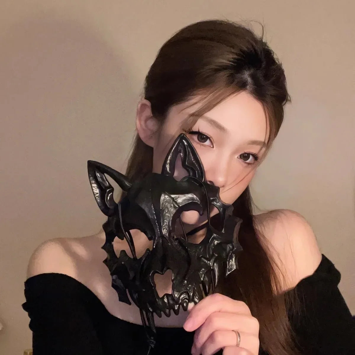 Neo-Gothic Style Halloween Half Face Mask Mesh Mask Popular Ornaments for Men Women Fancy Dress Ball Secondary Yuan Oasis Select B2