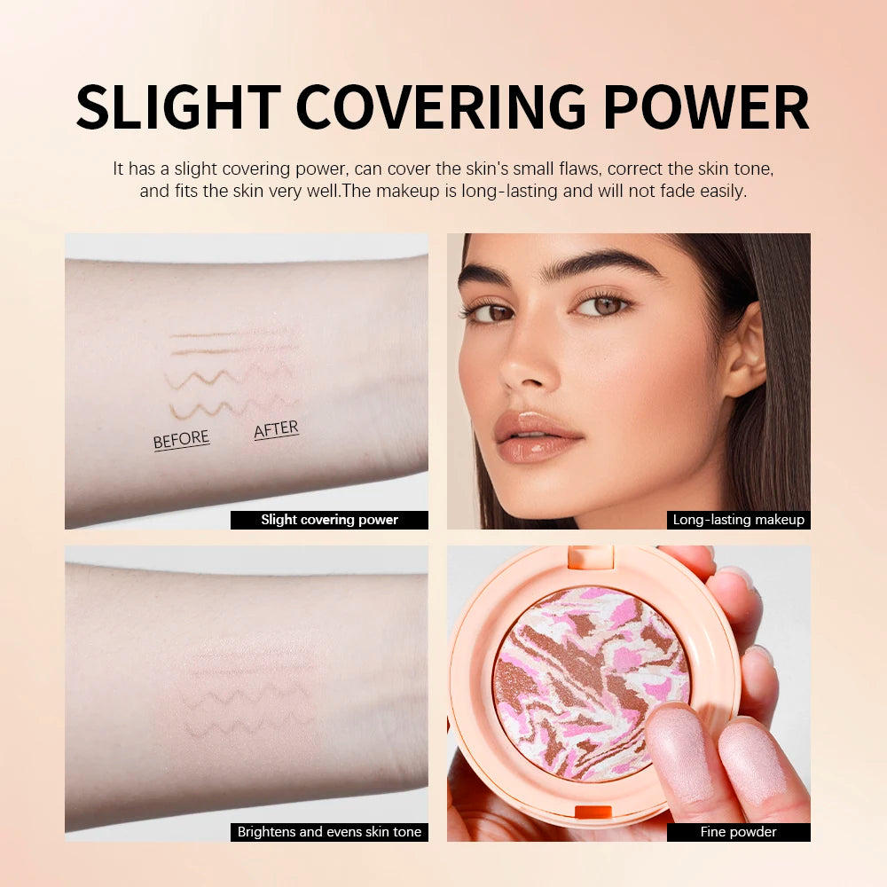 Lakerain Baked Color Correcting Foundation Long-Lasting Slight Covering Power Multi-Functional Setting Powder Facial Makeup Oasis Select