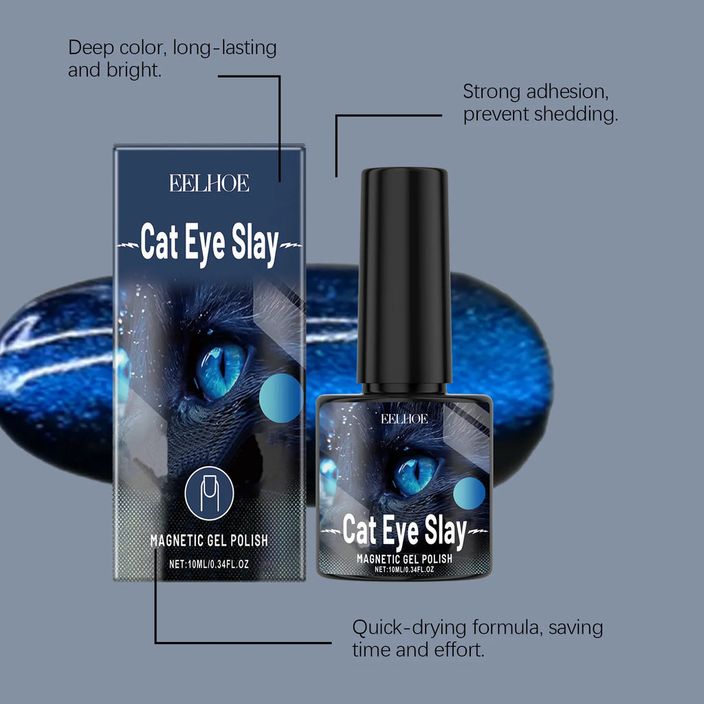 Eelhoe Cat Eye Magnetic Gel Nail Polish – Black Blue 10ml Magnetic Gel Nail Polish Oasis Select