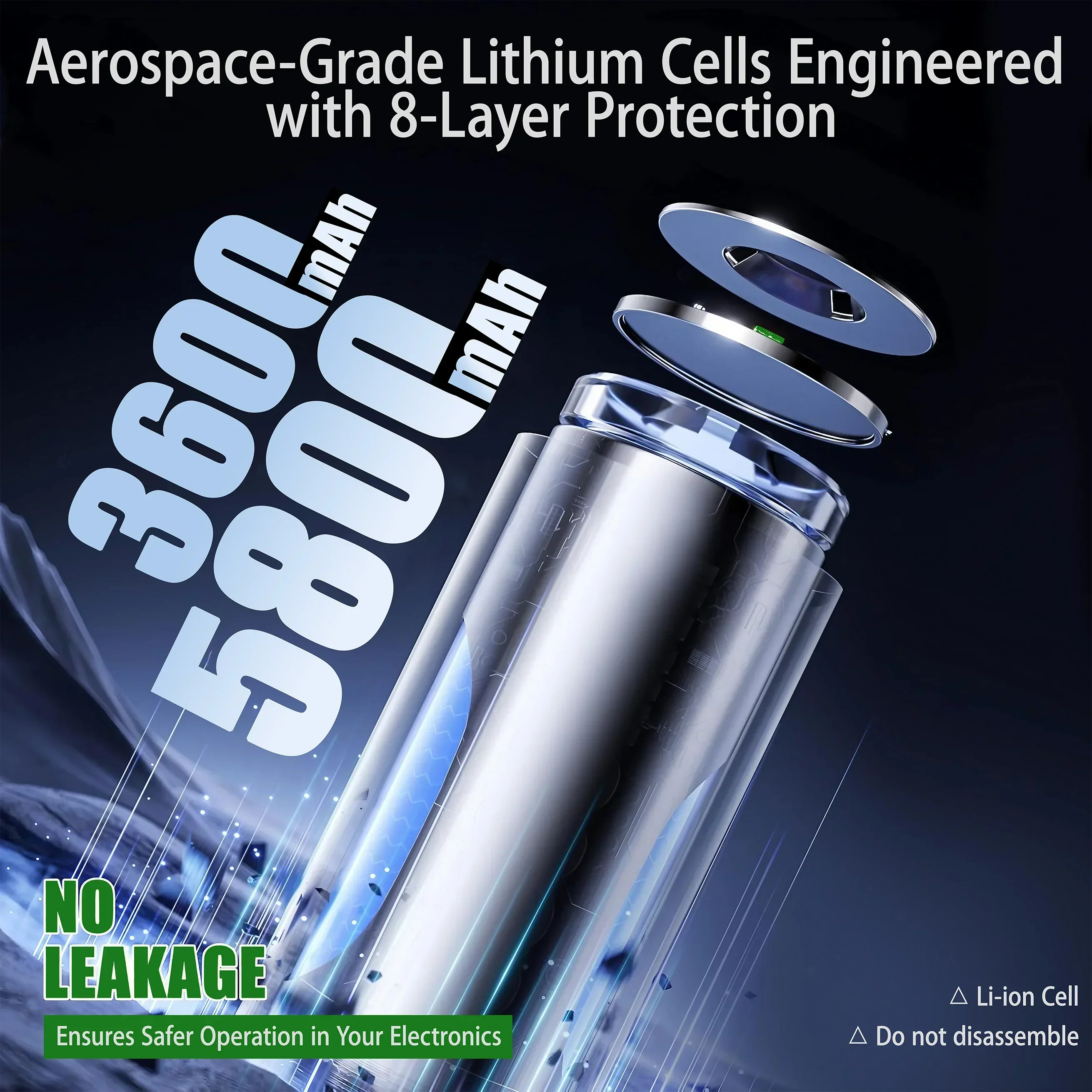 AA AAA Battery 1.5V 5800mAh and 3600mAh Lithium Rechargeable Batteries Fast Charging Li-ion Battery 2000 Cycles Type-C Cable Oasis Select