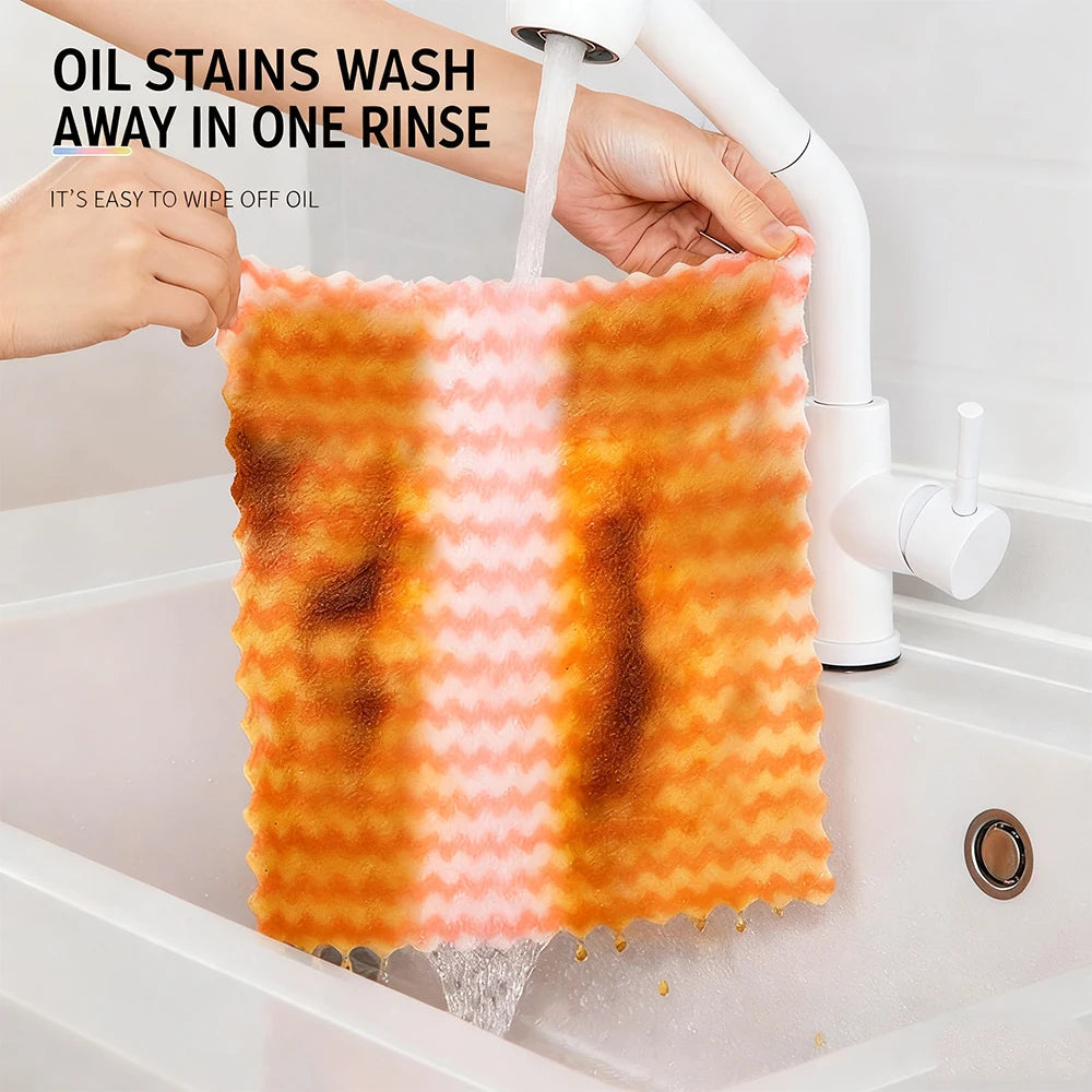 5/10pcs Microfiber Kitchen Dish Cloth Super Absorbent Cleaning Cloth Non-Stick Oil Wipe Rags Household Cleaning Towels Tools Oasis Select