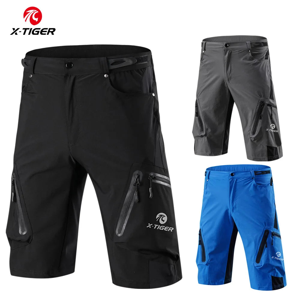 X-TIGER Men's Mountain Bike Shorts Loose Fit MTB Motorcycle Riding Shorts Multi-Pocket Outdoor Waterproof Hiking Cargo Shorts Oasis Select