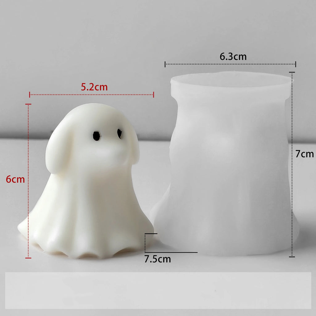 Cute Animal Puppy Kitten Spooky Silicone Mold DIY Ghost Aroma Candle Plaster Decoration Mould Halloween Candle Making Molds Oasis Select Spooky Dog