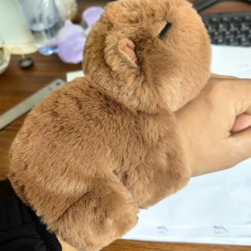 Kawaii Capybara Animal Slap Snap Wrap Wristband Bracelet Capybara Plush Hand Ring Wristband Toys Birthday Elegant Present Oasis Select