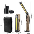 Portable COB High Power LED Flashlight USB Rechargeable Camping Lamp Torch Car Repairing Work Light Hanging Hook Magnet 5 Modes Oasis Select Khaki Set A Built in battery