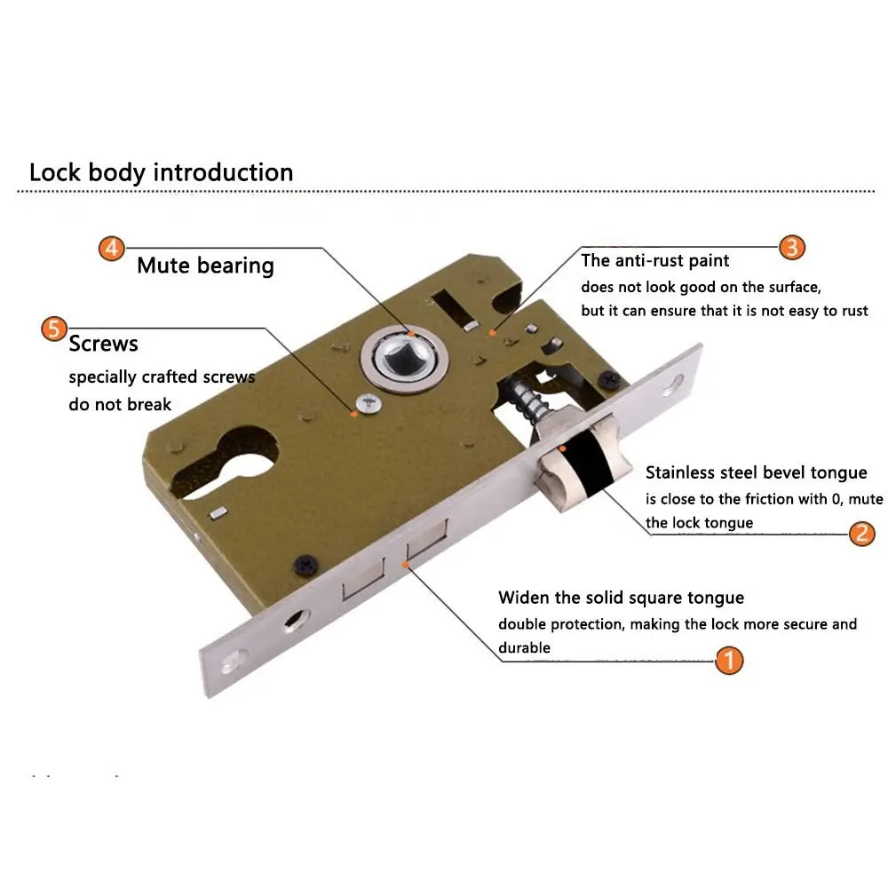 European Vintage Door Handle Lock Set with 3 Keys | Brass