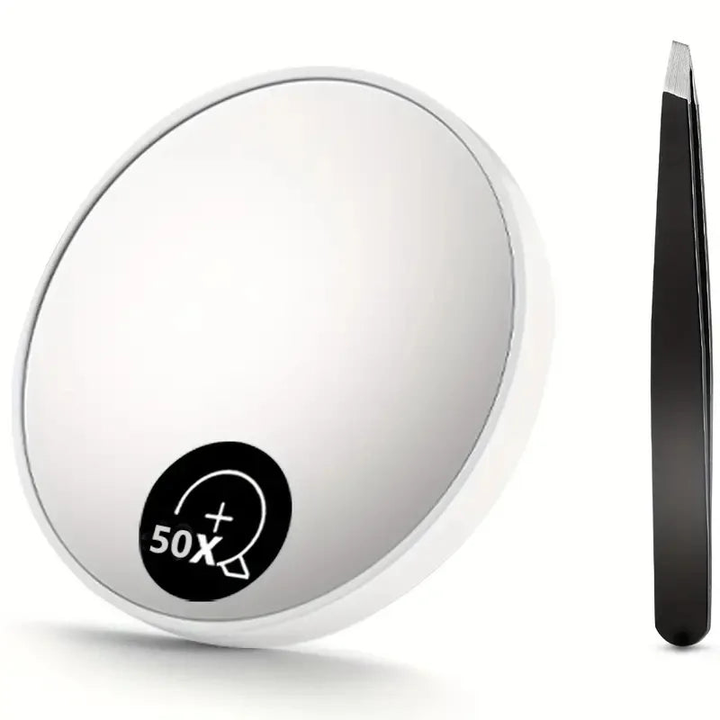 50X Magnifying Mini Mirror Portable Suction Cup Handheld Cosmetic Mirror Clarity on-the-Go Beauty Precision Magnifying Mirror Oasis Select white