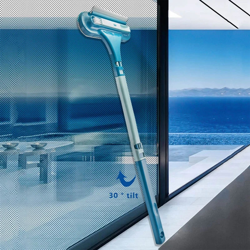 2 in 1 Window Mesh Screen Brush Window Cleaner Magic Broom Wiper Telescopic Long Handle Window Mop Squeegee Wiper Cleaning Tool Oasis Select
