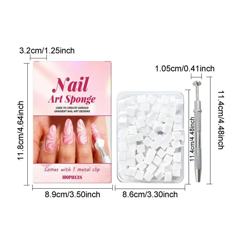 Nail Sponges 100 Pieces Soft Square Professional Beauty Tools with Grabbing Pen Small Nail Sponge for Foot Spa Grooming Party Oasis Select China Mainland 01