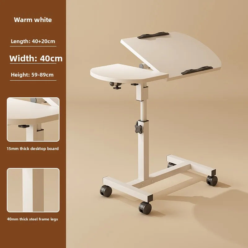 Multi-functional Household GoodsMovable Lifting Bedside Table, Living Room Sofa Side, Home Bedroom Computer Table Oasis Select White B