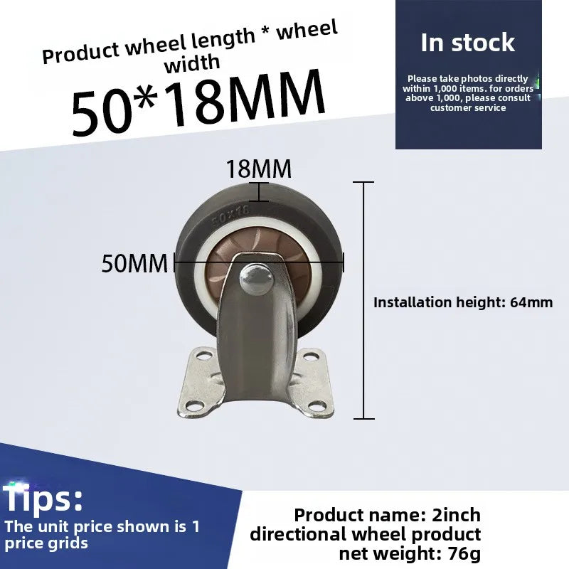 4pcs 1 1.25 1.5 2 Inch Furniture Caster Soft Rubber Universal Wheel Swivel Caster Roller Wheel For Platform Trolley Accessories Oasis Select 2 inch A