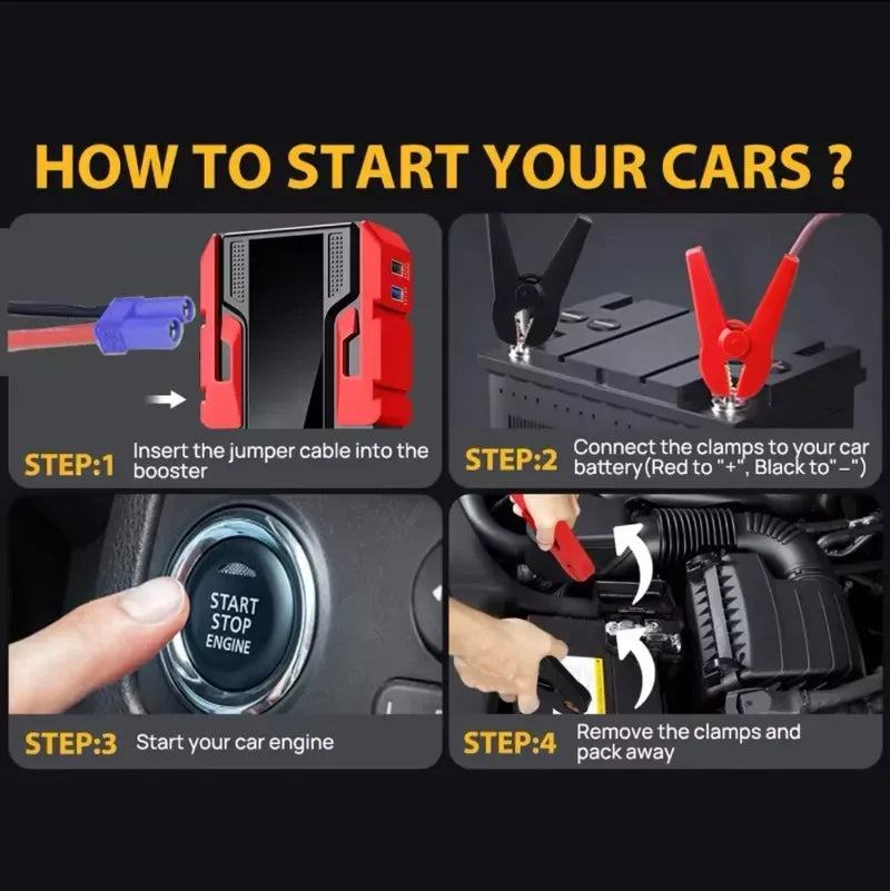 12V Car Jump Starter , 3000A Peak 99800mAh Portable Power Bank ,12V Auto Battery Booster with LCD Display, Emergency LED Light Oasis Select