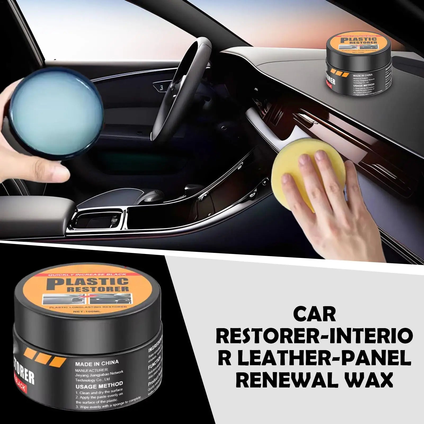 Leather Restorer Paste Renewal Wax Car Interior Leather Care Cleaning Cream Auto Shine Cleaner Long-Lasting Protection Cream Oasis Select