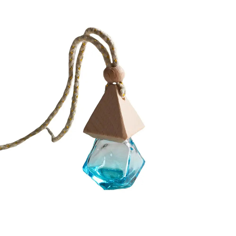 Car Perfume Bottle Perfume Pendant Household Storage Bottle Air Freshener with Flower for Essential Oils Auto Ornament Oasis Select lake blue
