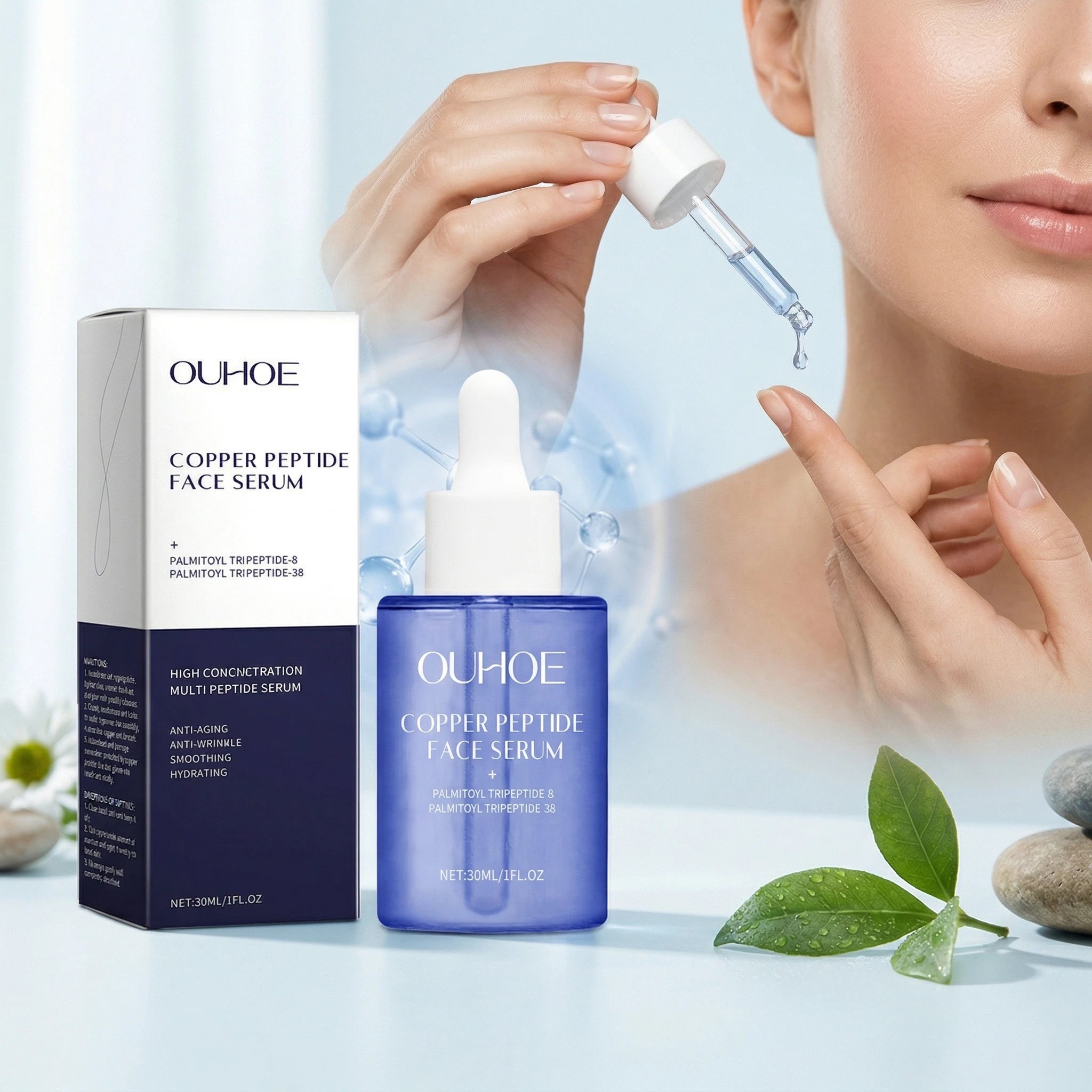 30ML Facial Serum Gentle Moisturizing Nourishing Enhance Smoothness Improve Skin Elasticity Glowing Copper Peptide Face Serum Oasis Select