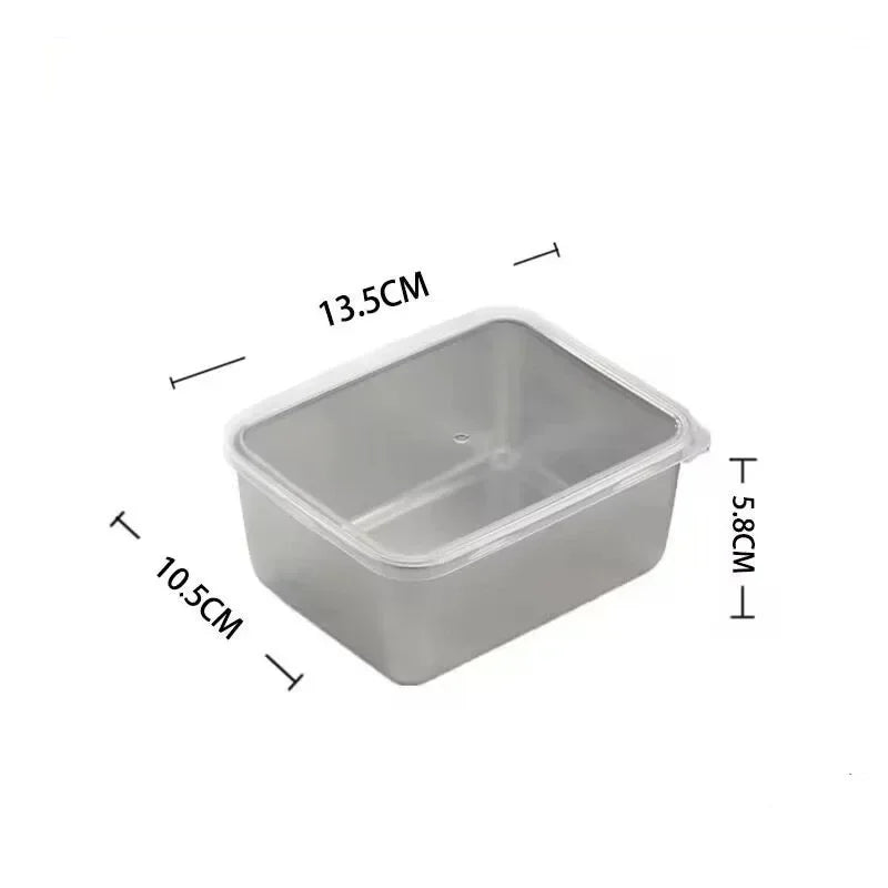 Food Storage Trays Rectangle Preservation Box with Plastic Cover Stainless Steel Multi-Function Rustproof Barbecue Food Storager Oasis Select Petite