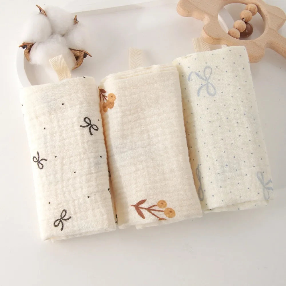 New 4-Layer Pure Cotton Baby Cotton Washcloth Soft Absorbent Square Towels Baby Towels Gauze Cotton Newborn Burp Cloth Oasis Select 21