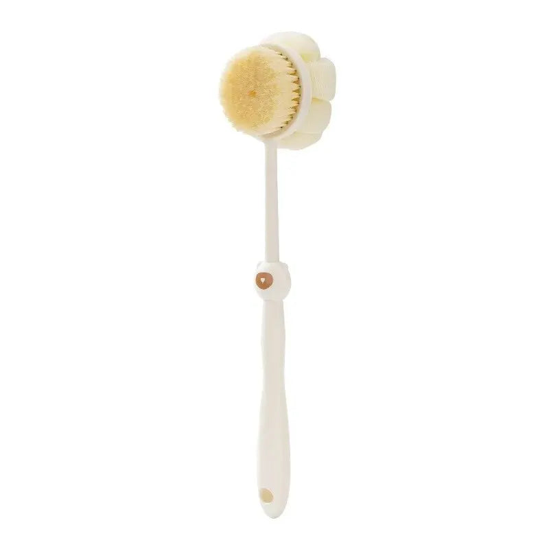 Two-Sided Silicone Body Brush with Long Handle | Back Scrubber Bath Body Brush Oasis Select White