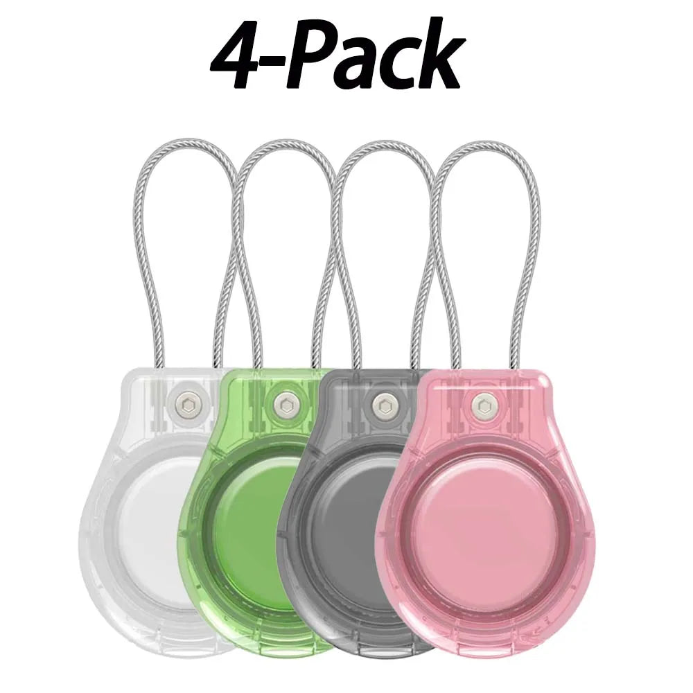 Waterproof AirTag Case with Steel Cable & Keychain Holder AirTag Protective Case Oasis Select 4PCS