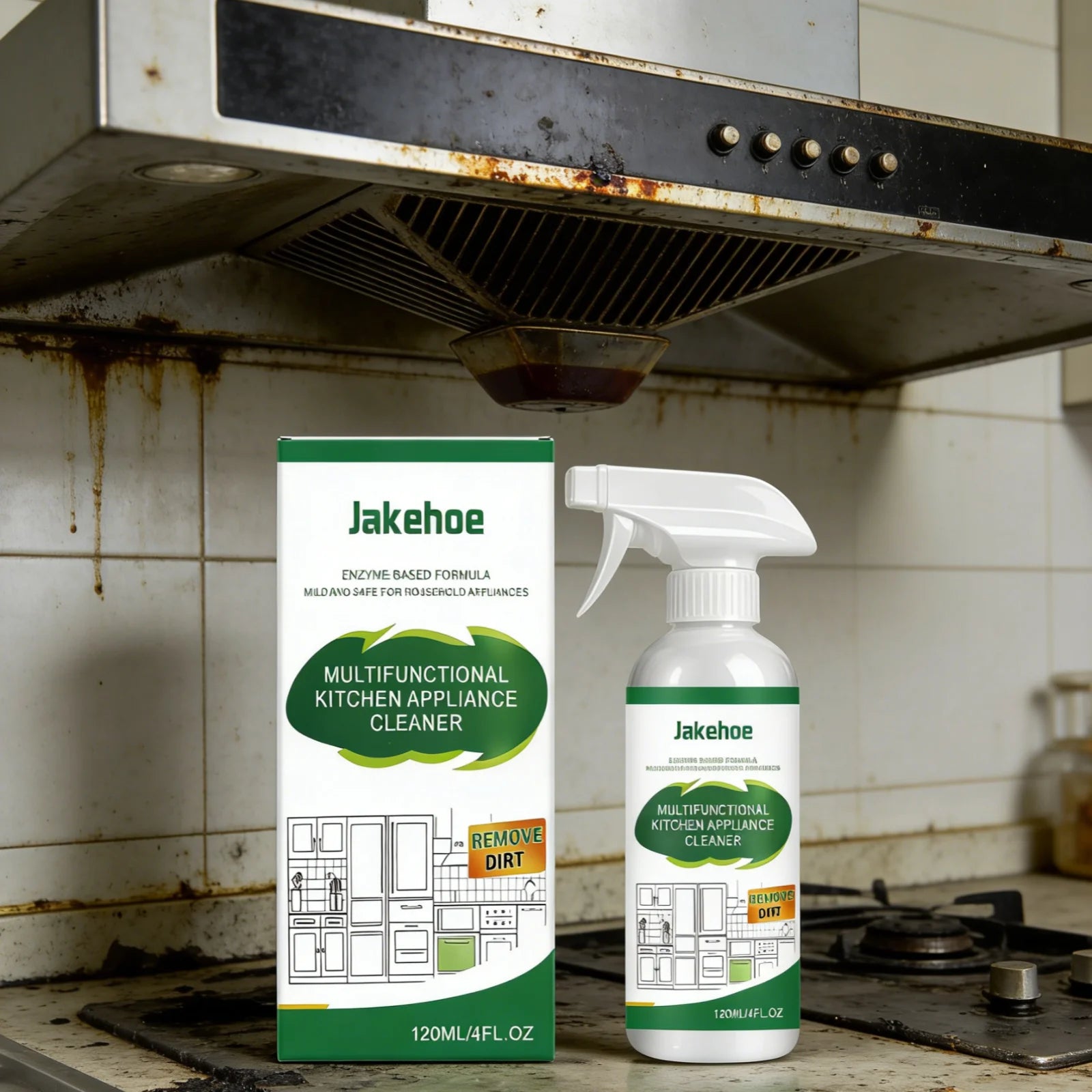Jakehoe Kitchen Appliance Cleaner Powerful Grease Remover Decontamination Gentle Household Multifunctional Kitchen Cleaner 120ml Oasis Select