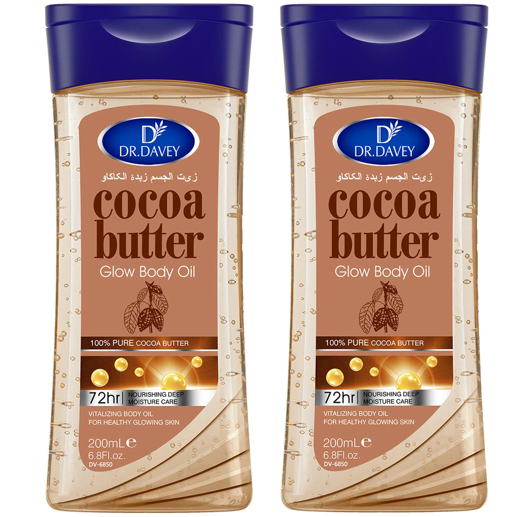 DR.DAVEY Cocoa Butter Glow Body Oil 2×200ml | Skin Moisturizer