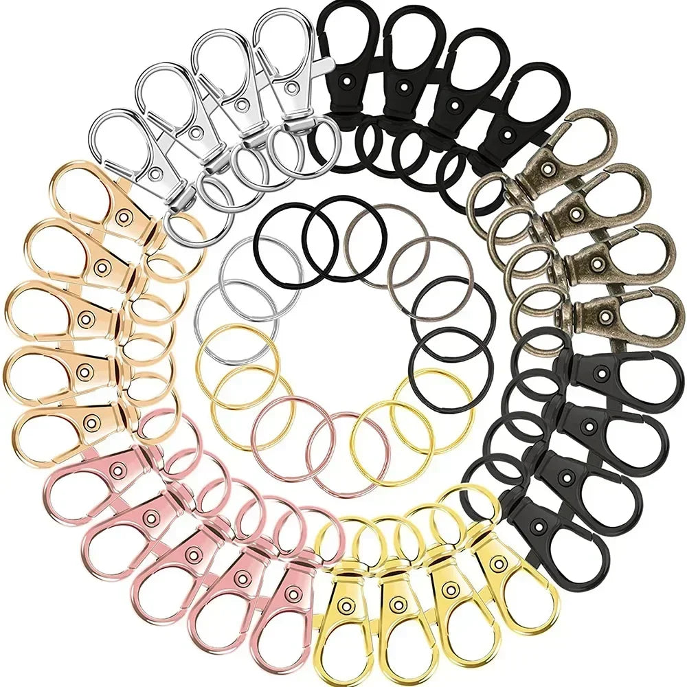 Swivel Snap Hooks with Key Rings 50PCS Lobster Claw Clasps for Jewelry Making Keychains DIY Lanyard Hardware Accessories Oasis Select