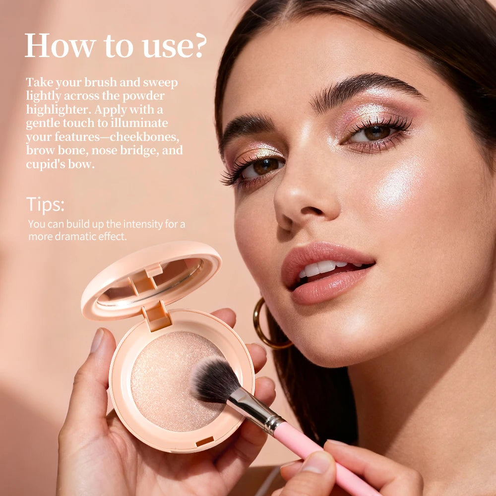 Lakerain Silken Touch Highlight Powder Smooth Texture Luminous Finish Long Lasting Makeup Waterproof Baked Highlighter Powder Oasis Select