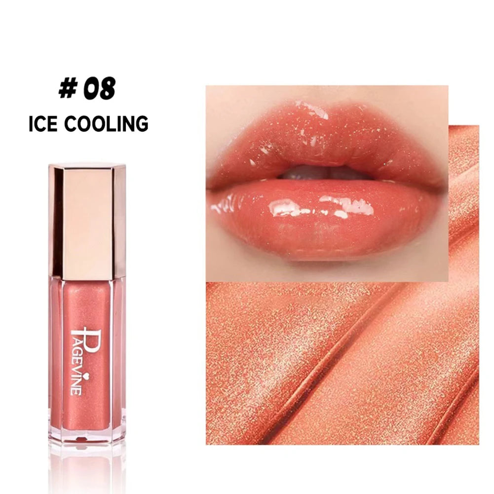 Shimmer Glitter Moisturizing Lip Gloss Multiple Pearly Shades Plump Full Pout Lip Liquid Lightweight Comfort Lip Makeup Oasis Select 08