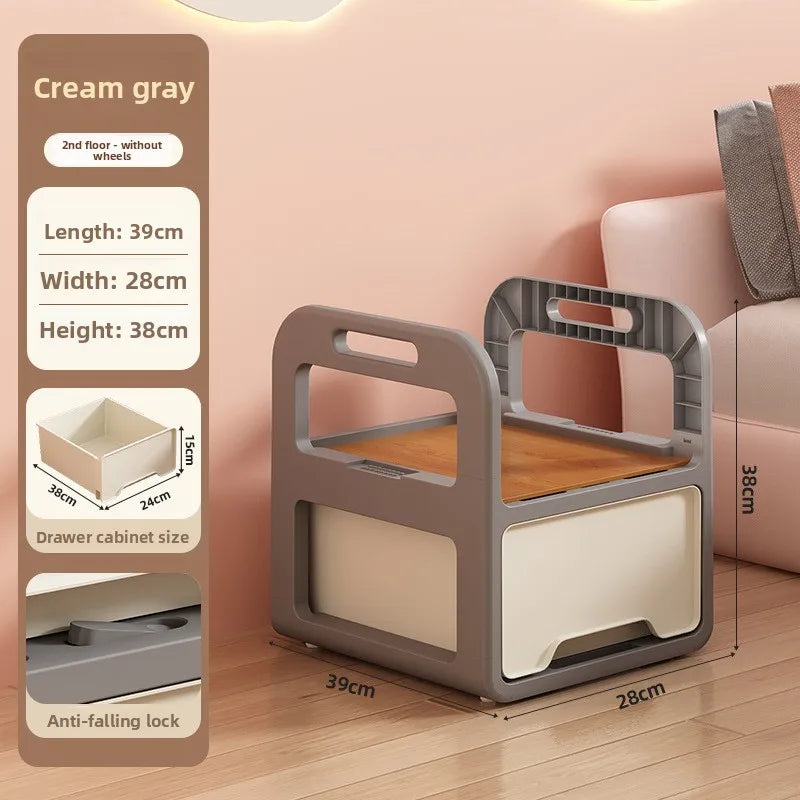 Multi-functional Drawer storage cabinet household living room snacks toys plastic storage box Oasis Select Ash 28-2A