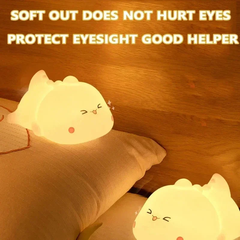 LED Night Light Cute Little Bear/Deer Cartoon Animal Children's Silicone Light USB Charging Bedside Decoration Birthday Gift Oasis Select