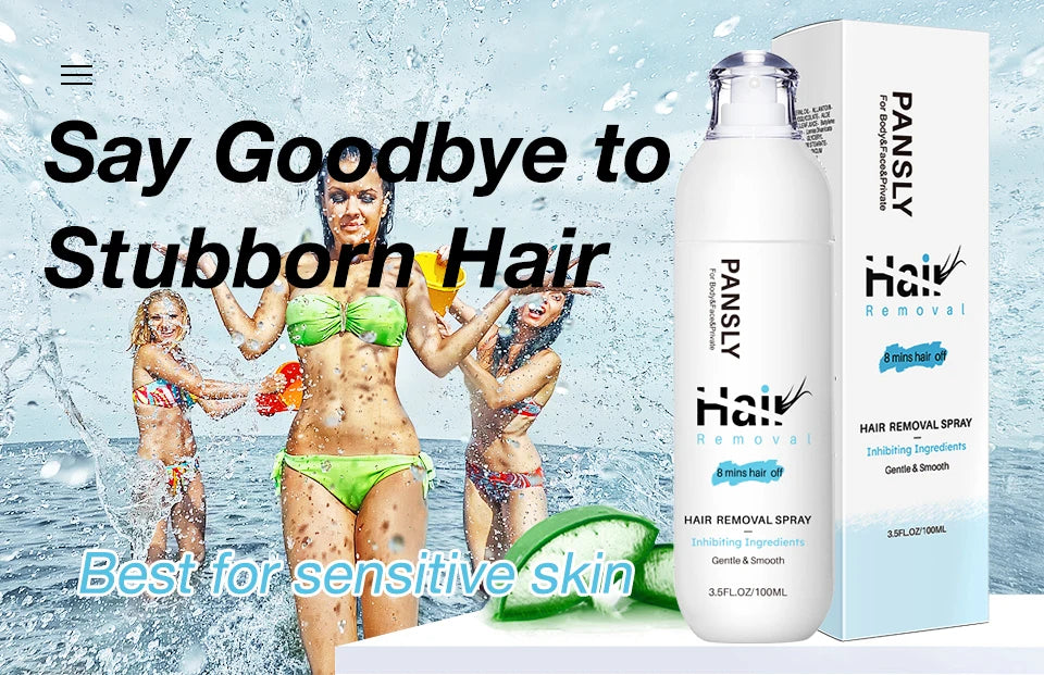 PANSLY 2-in-1 Painless Hair Removal Spray – Pubic & Bikini Hair Removal Spray Oasis Select