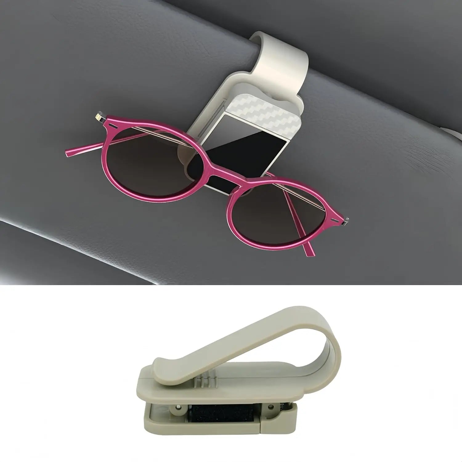 Car Sun Visor Sunglasses Clip Holder Universal Stable Glasses Hanger Card Ticket Organizer Interior Storage Clip Car Accessories Oasis Select beige