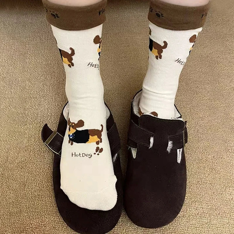 Funny Animal Cotton Socks Cartoon Dog Print Socks Autumn Winter Warm Sock Cute Couple Sock Oasis Select